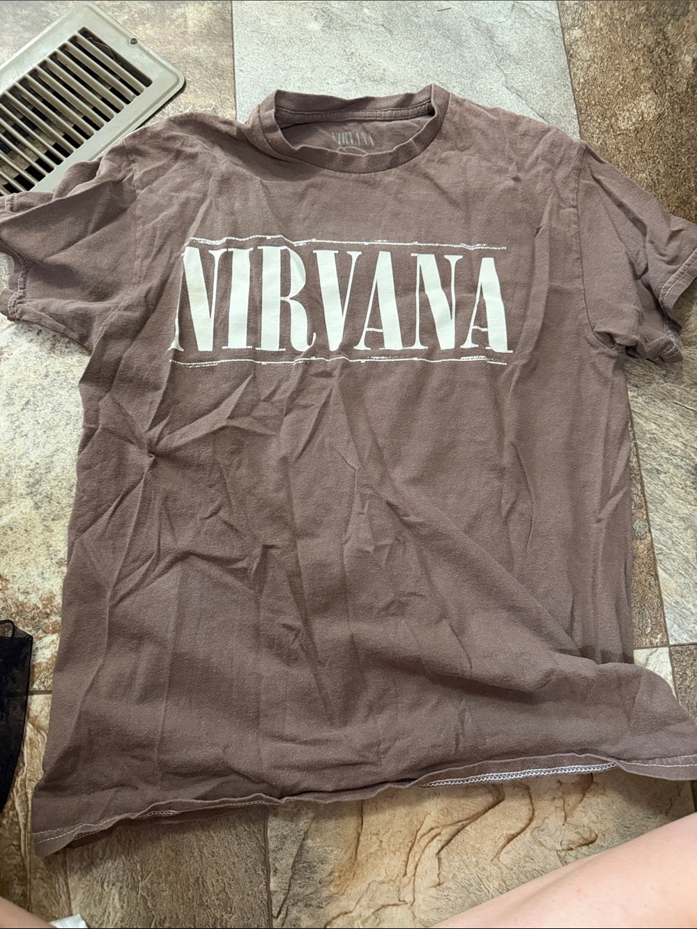 NIRVANA Brown Crew Neck Graphic Tee with White Logo